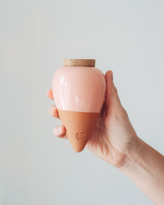 Olla terre cuite émaillée - Rose