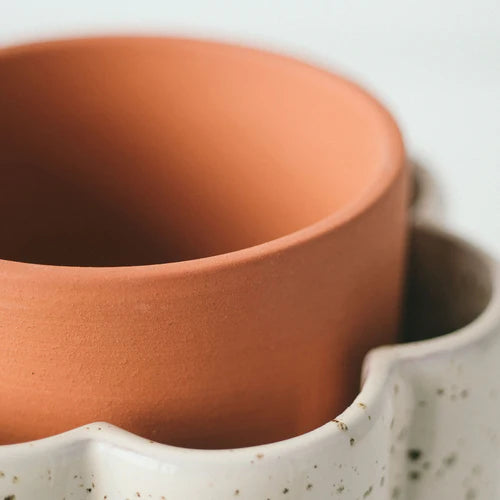 Pot à réserve d'eau - Terracotta - Blanc Grainé